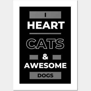 I heart cats and dogs pets lover animal lover Posters and Art